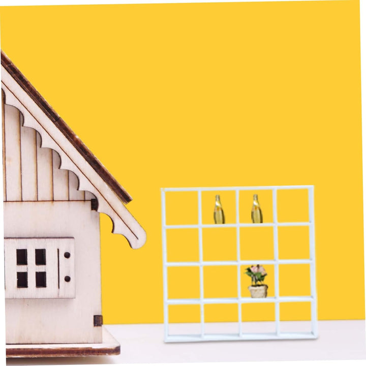 Puppenhaus-Bücherregal, realistisches Holz, 1:12 Miniatur-Bücherregal, 16 Gitter, Mini-Display-Regal