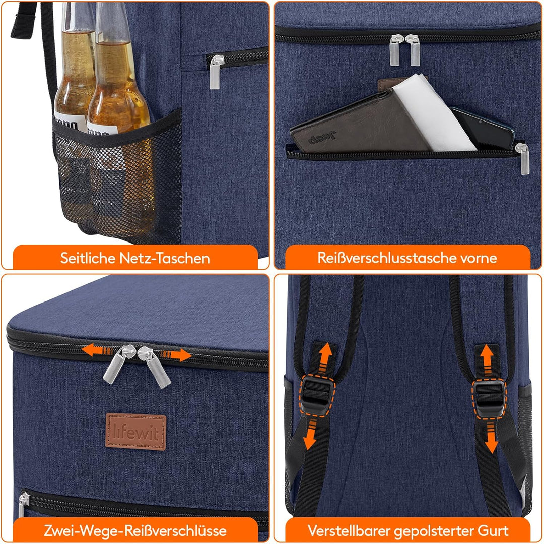 Lifewit 24L Kühl Rucksack Kühlrucksack Kühltasche Picknicktasche Gross Isoliert Cooler Bag Männer Fr