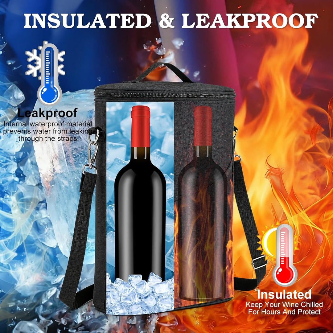 2 Flaschen Weintasche Isoliert Auslaufsicher, 8.5 * 4.5 * 13.5inch Tragbare Weintasche, Wine Tote Ba