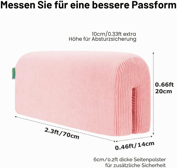 AEOCOO Bettkantenschutz für Kinderbetten 70 cm – weiche Memory-Schaum Bettumrandung, Rausfallschutz