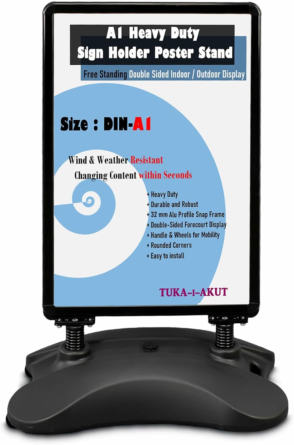 TUKA-i-AKUT A1 Kundenstopper Plakatständer Wind-Sign Beidseitig für 2 Plakate, Werbeaufsteller Mobil