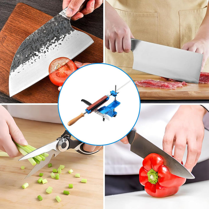Professioneller manueller Messerschärfer, Schleifsystem mit festem Winkel, mit 4 Schleifsteinen + 4