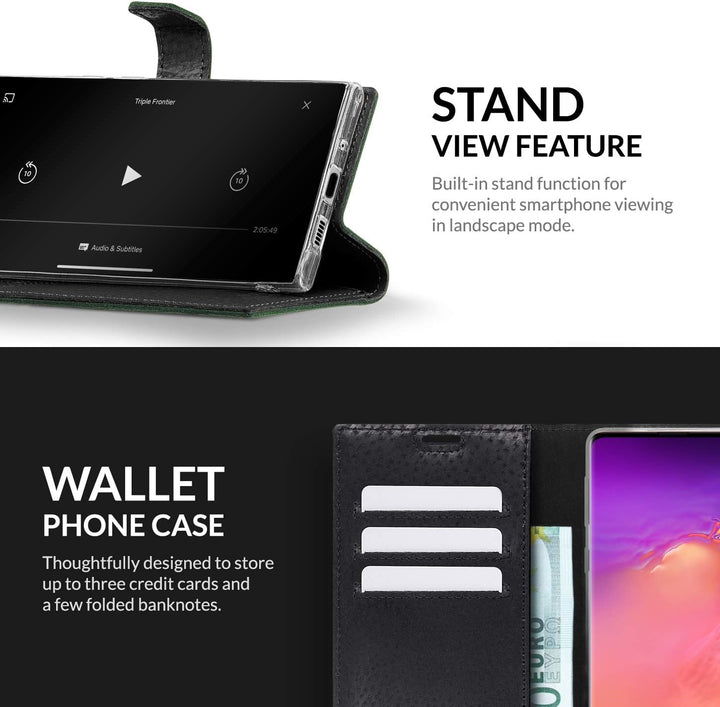 SURAZO Handyhülle für Samsung S10 hülle Premium RFID Echt Lederhülle Schutzhülle mit Standfunktion -