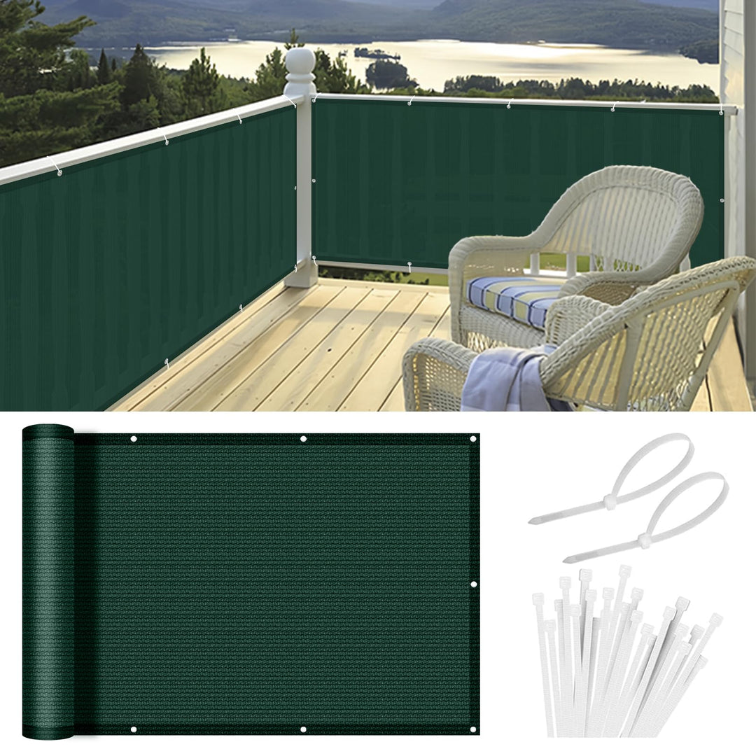 HENG FENG Balkon Sichtschutz 100x400cm für Privatsphäre, Grün | Balkonverkleidung HDPE atmungsaktiv,