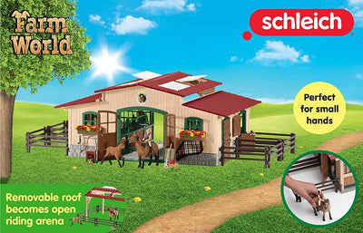 schleich 42195 Pferdestall mit Pferden und Zubehör, ab 3 Jahren, FARM WORLD - Spielset, 48 Teile