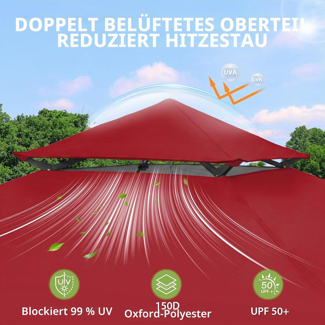 EAGLE PEAK Schräge Beine Faltbar Pavillon 4x4m Wasserdicht Camping Pop-up Faltpavillon mit Seitentei