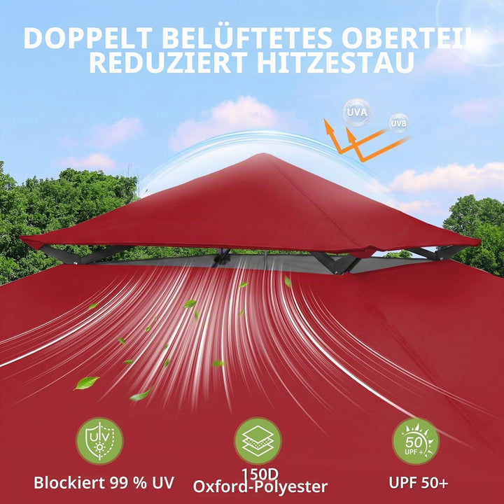 EAGLE PEAK Schräge Beine Faltbar Pavillon 4x4m Wasserdicht Camping Pop-up Faltpavillon mit Seitentei