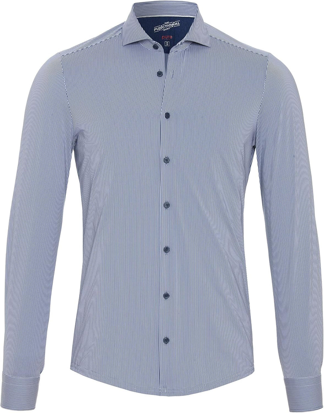 Pure Slim Fit Functional Hemd Langarm Streifen türkis 40 Streifen Mittelblau, 40 Streifen Mittelblau