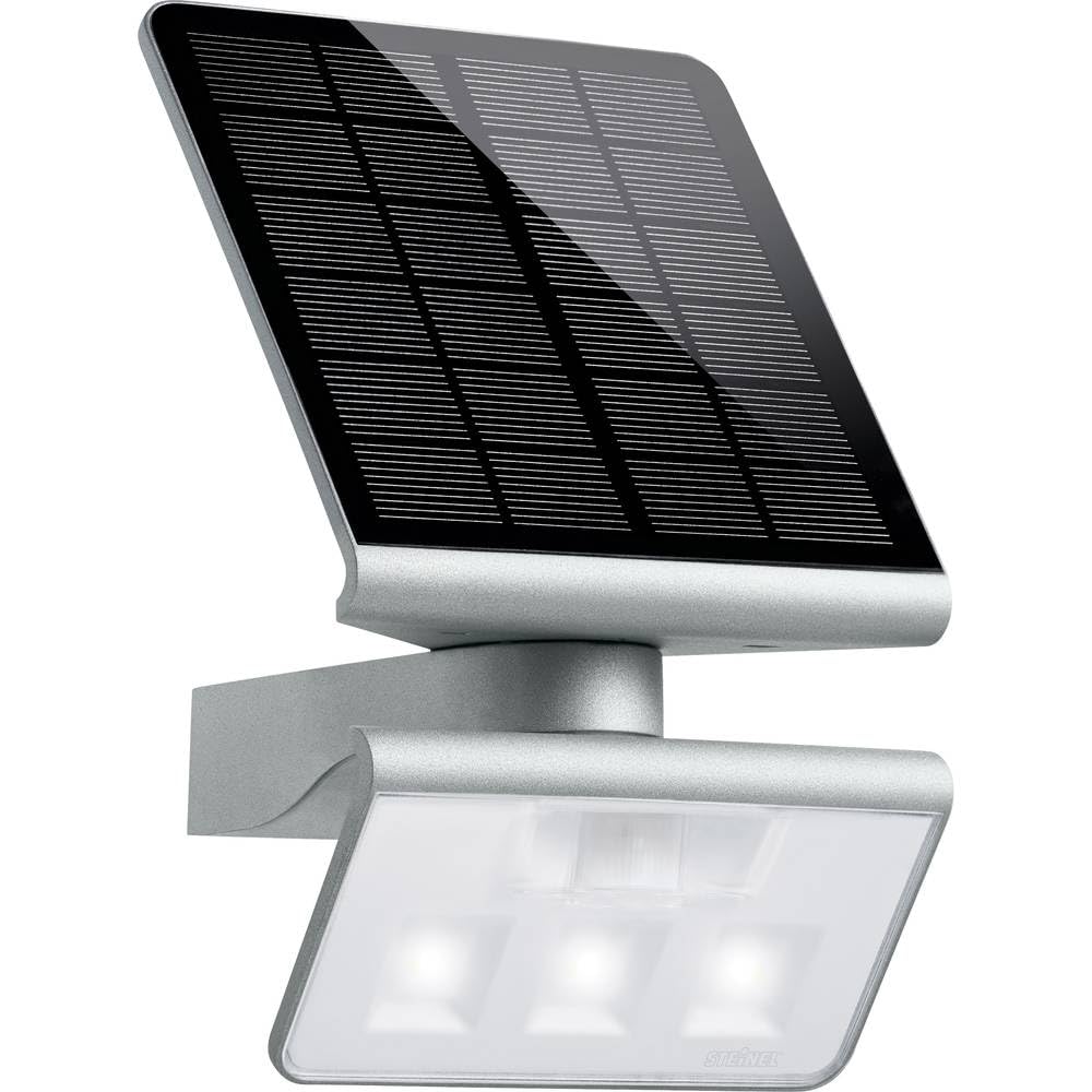 Steinel Solar-Aussenleuchte XSolar L-S silber, 140° Bewegungsmelder, 8 m Reichweite, für Garten, Ter