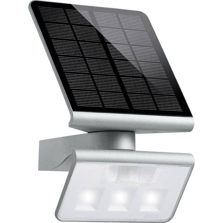 Steinel Solar-Aussenleuchte XSolar L-S silber, 140° Bewegungsmelder, 8 m Reichweite, für Garten, Ter