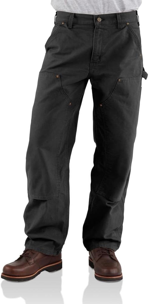 Carhartt Herren-Arbeitshose mit doppelter Vorderseite, lockere Passform, Washed Duck XS Schwarz, XS