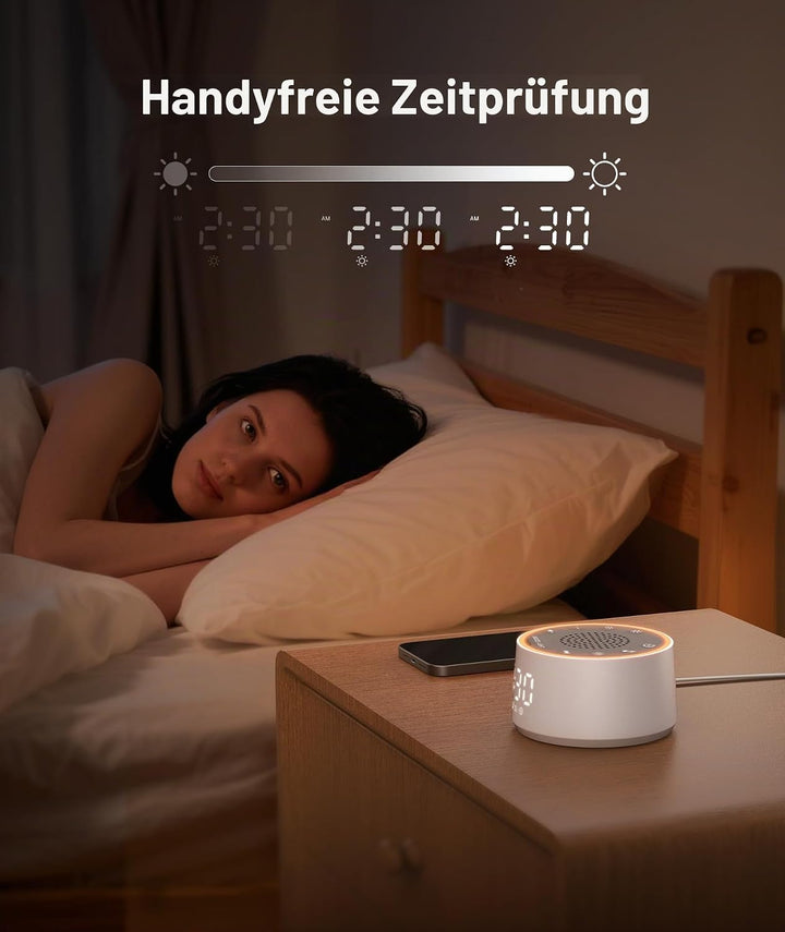 Dreamegg White Noise Machine mit Licht und Wecker, Weisses Rauschen Gerät für Erwachsene und Kinder,