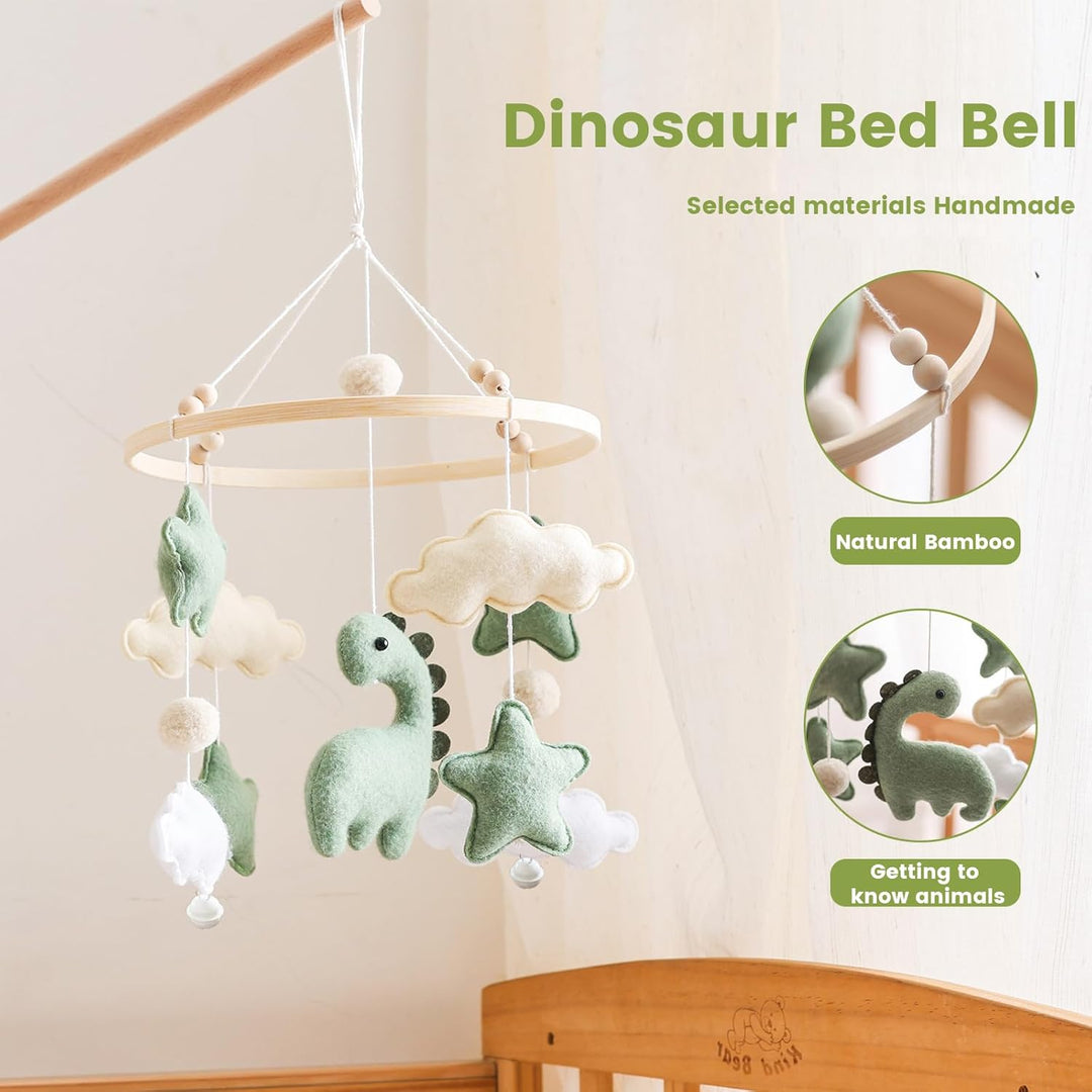 Mobile Baby Windspiele Dinosaurier mit Wolken Babybett Mobile Windspiele mit Filzbällen, Hängende Mo