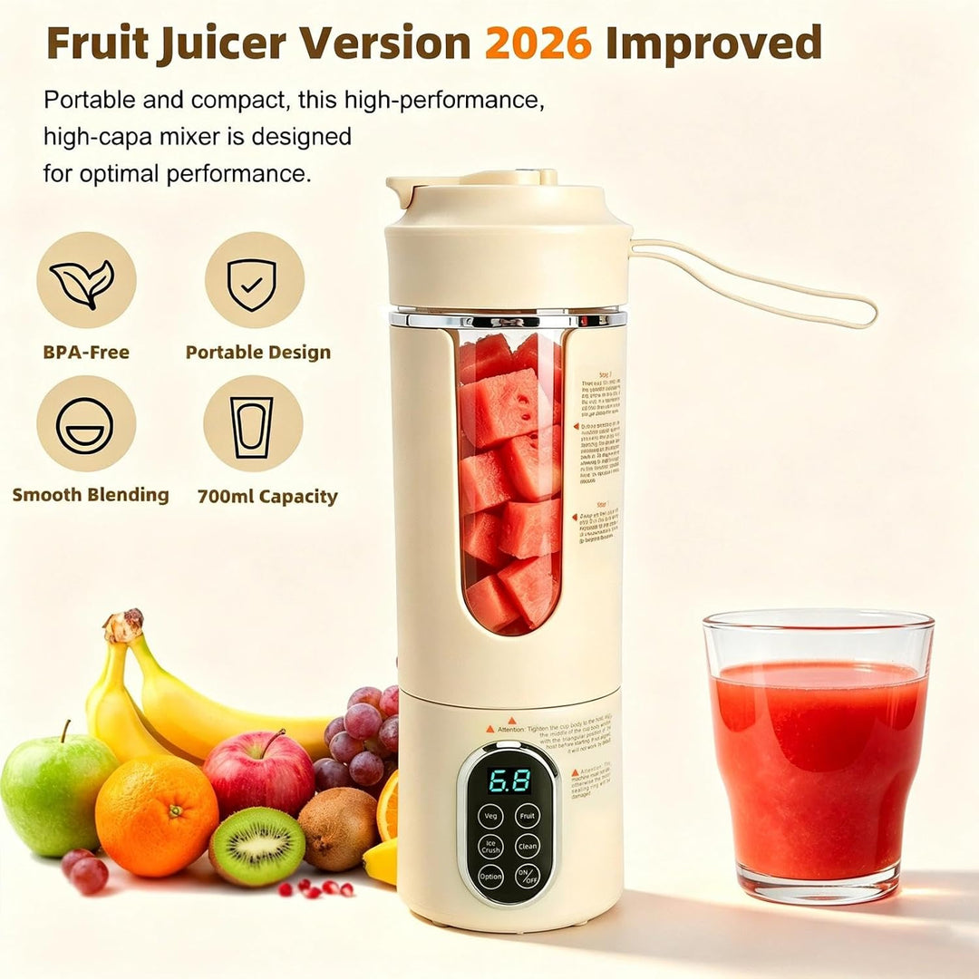 700ML Smoothie Maker To Go Mixer To Go Mini Mixer Tragbarer Mixers mit 12 Edelstahlklingen, Type-C A