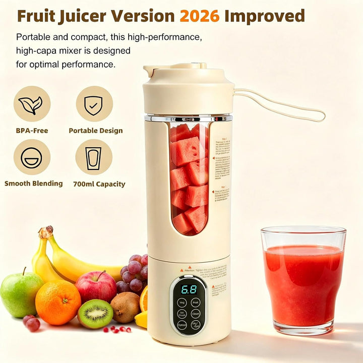 700ML Smoothie Maker To Go Mixer To Go Mini Mixer Tragbarer Mixers mit 12 Edelstahlklingen, Type-C A