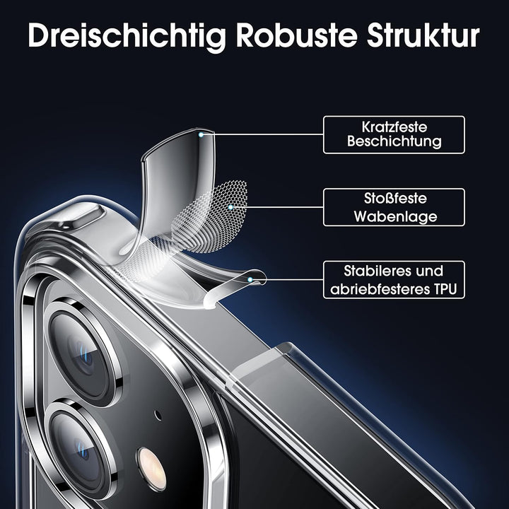 CASEKOO Crystal Clear für iPhone 12 Hülle, iPhone 12 Pro Hülle, [Nie Vergilbung] [Unzerstörbarer Mil