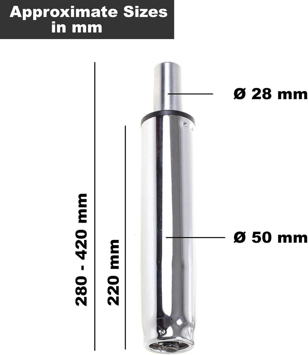 HIMRY Gaslift für Bürostuhl, Gesamtlänge 280mm - 420mm, Kolben Länge 8,6" / 220mm Ersatz Gasdruckfed