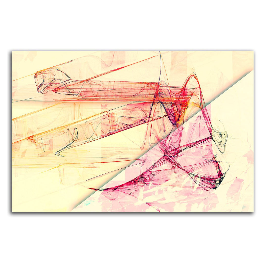 Paul Sinus Art Abstrakte Bilder 60x80cm Abstrakt270 Zeichen Muster pink Kunstdrucke auf Leinwand fer