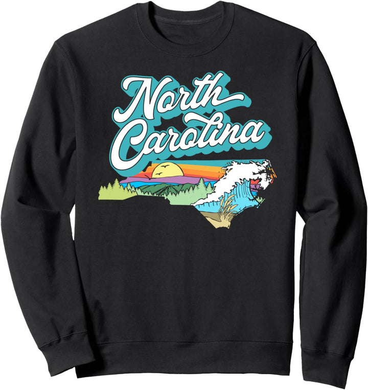 North Carolina Vintage Nature Lover Mountains & Beach Retro Sweatshirt