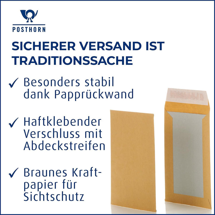 Papprückwandtasche C4 (324x229mm) mit Fenster haftklebend braun 120g 100 Stück braun C4 (229x324 mm)