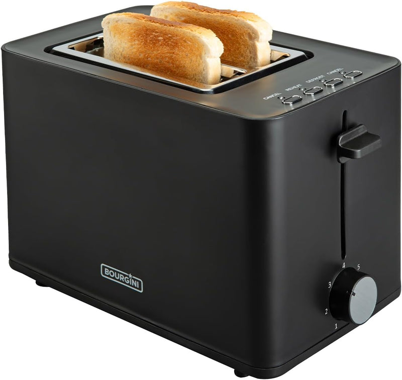 Bourgini Toaster mit extra breiten Schlitzen für Sandwiches - Schwarz - Sandwichtoaster - Toaster mi