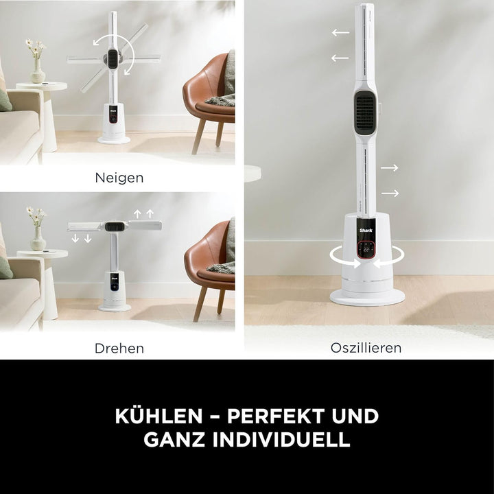 Shark TurboBlade Cool + Heat Ventilator, 2-in-1 Ventilator und Heizlüfter, Mit Fernbedienung, Perlwe