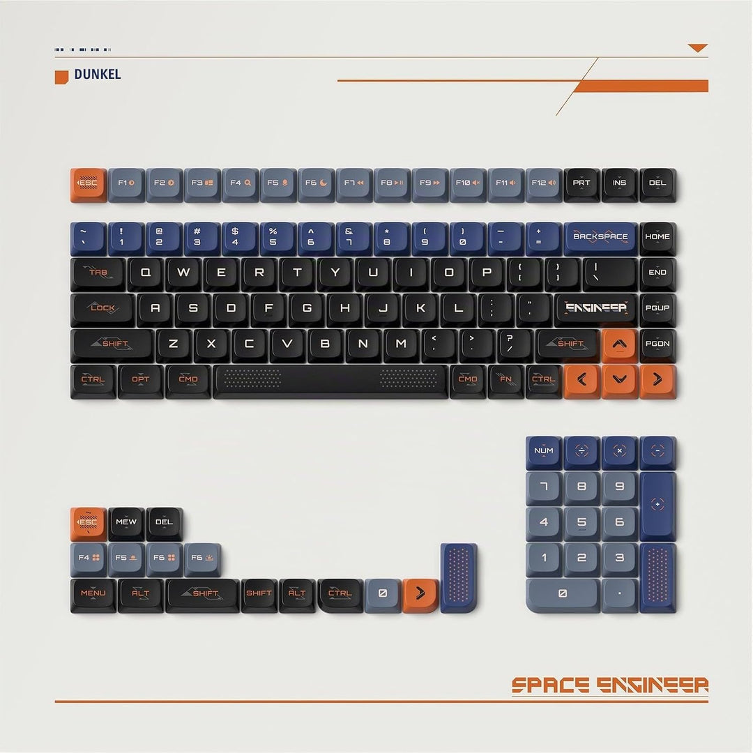 nuphy Keycaps Space Engineer, 117 Set, PBT Tastenkappen für Gaming Tastatur Low-Profile NSA Dye-sub,