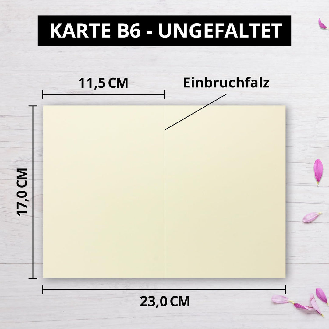50 Faltkarten B6 - Vanille - Premium QUALITÄT - 11,5 x 17 cm - sehr formstabil - für Drucker geeigne