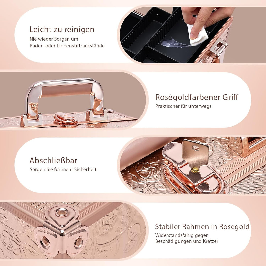 Kosmetikkoffer Schminkkoffer Leer Make up Koffer Alu Beauty Case Abschliessbarer Nagelkoffer Multiko