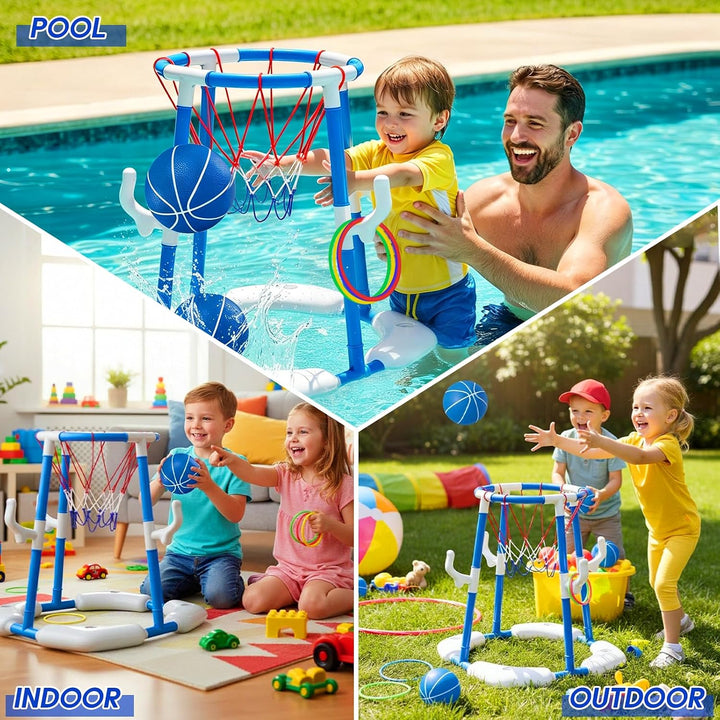 Pool-Basketballkorb für Kinder, 3-In-1 Pool Spielzeug Wasserspielzeug | Schwimmendes Oberirdisches W