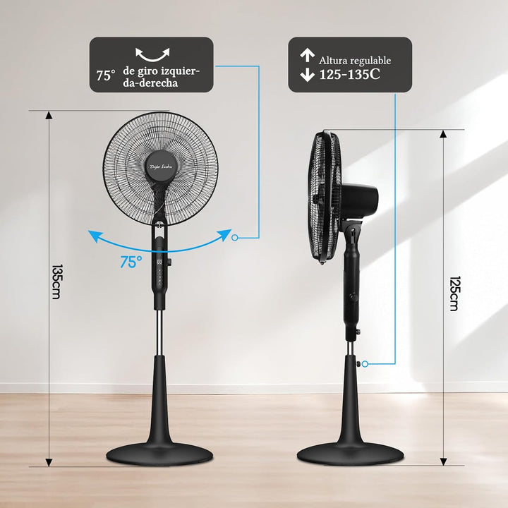 Taylor Swoden Standventilator Leise, 25dB DC Ventilator Leise mit Fernbedienung, 3258.6m³/h, 28 Gesc