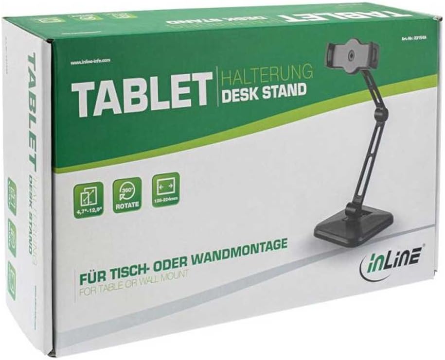 InLine 23154A Tablet Halterung für Wand- oder Tischmontage, universal für 4,7"-12,9"