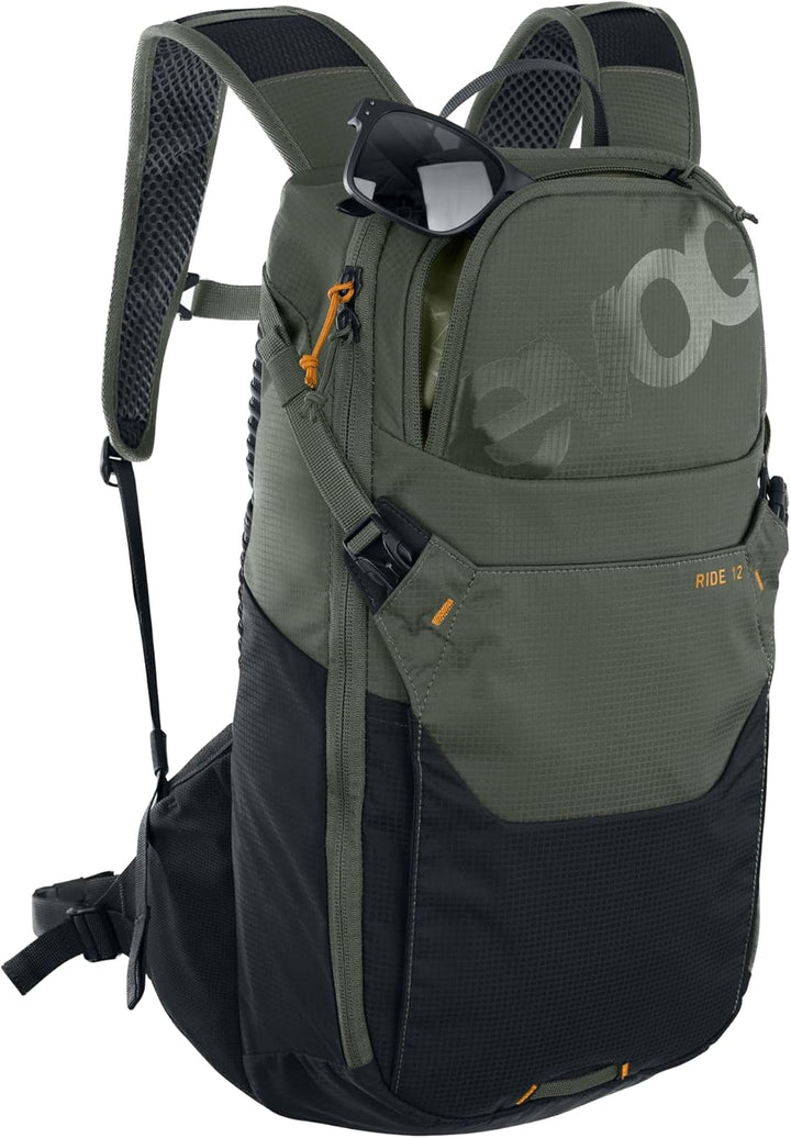 EVOC RIDE 12 Protektor Fahrradrucksack, Trekkingrucksack für Trails &amp; Alltag (cleveres Taschenmanage