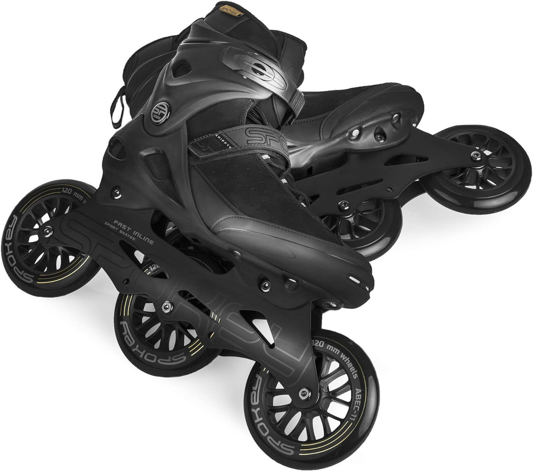 Spokey SHIFFTY PRO Inline Skates für Erwachsene bis max. Naturleder. Gewicht 100 kg, Alu-Schienen, K