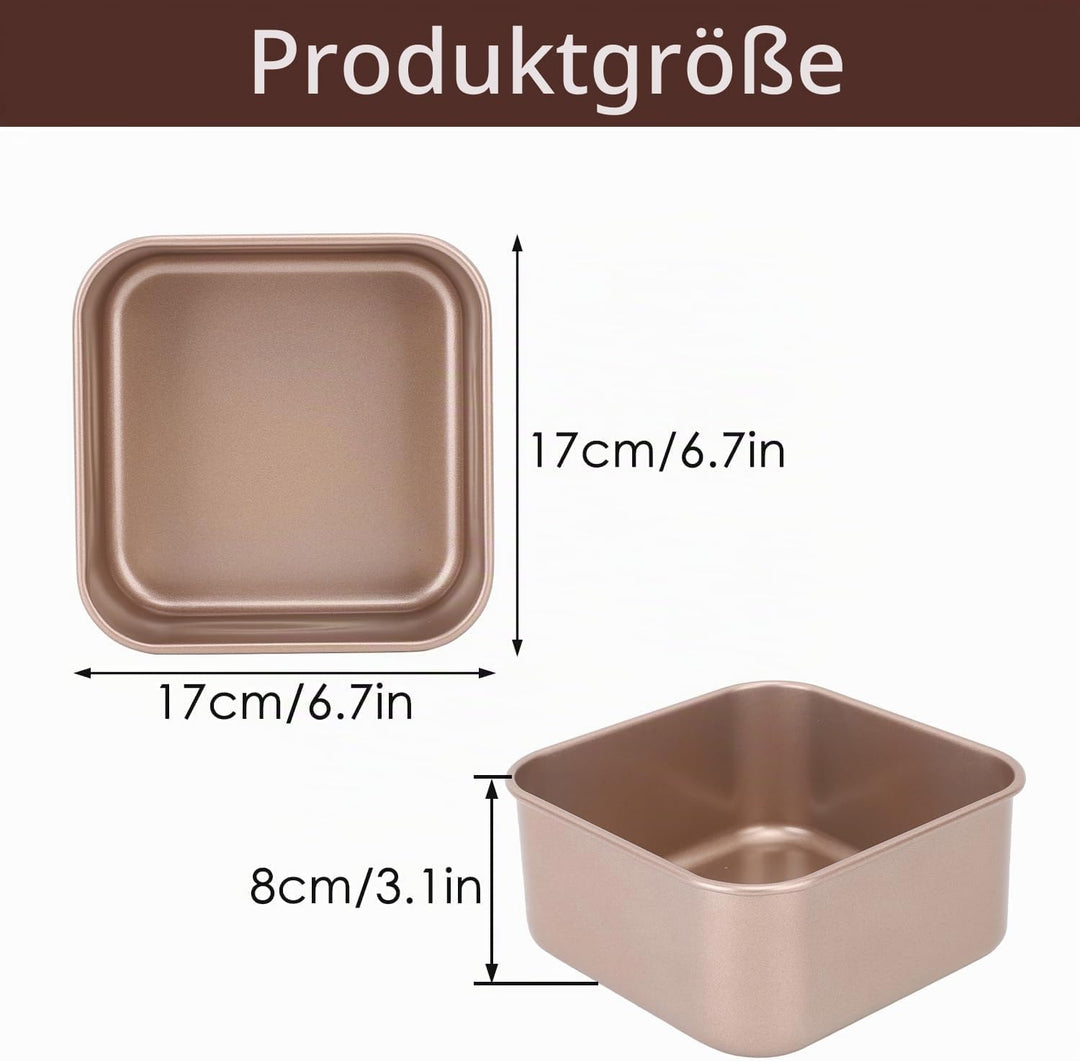 Brotbackform 17cm/21cm/23cm Quadratisch 8cm Tief Kastenform Karbonstahl Antihaftbeschichtung Brotfor