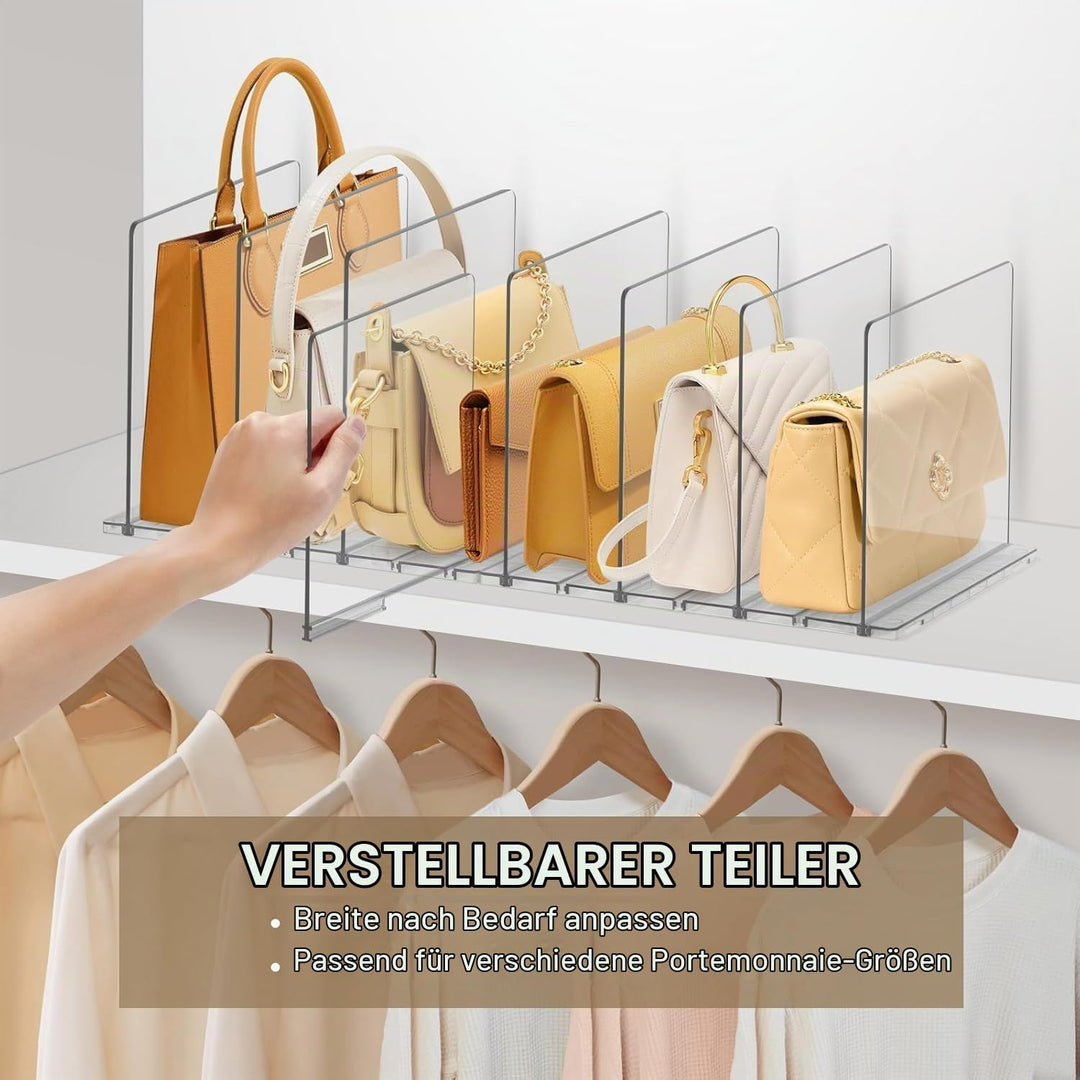 DoubleCare 8 Stück Regaltrenner, Verstellbare Taschenteiler, Transparente Acryl Regalteiler, Durchsi