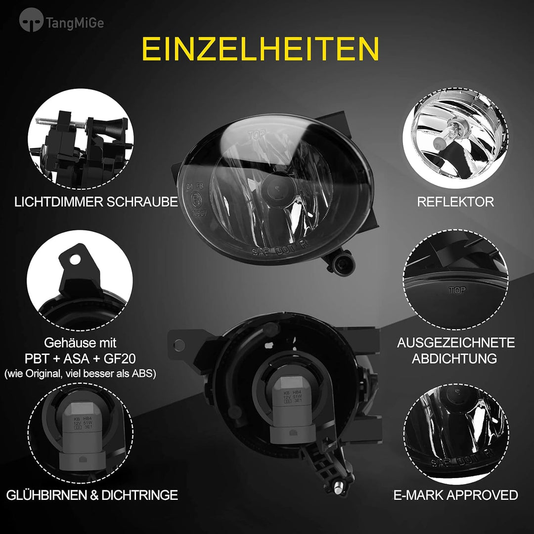 TangMiGe Nebelscheinwerfer für Volkswagen Tiguan Beetle Caddy 3 Eos Golf 6 / Cabriolet/Plus Jetta 4