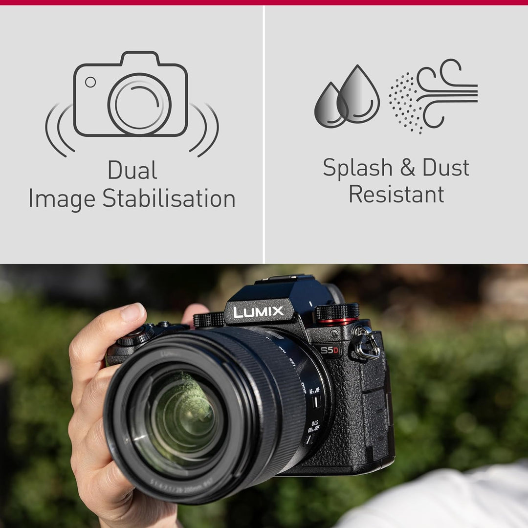 Panasonic DC-S5DWE-K Lumix S5D Vollformatkamera, L-Mount, 24,2 MP, 4K 60P Videoaufnahme, Live View S