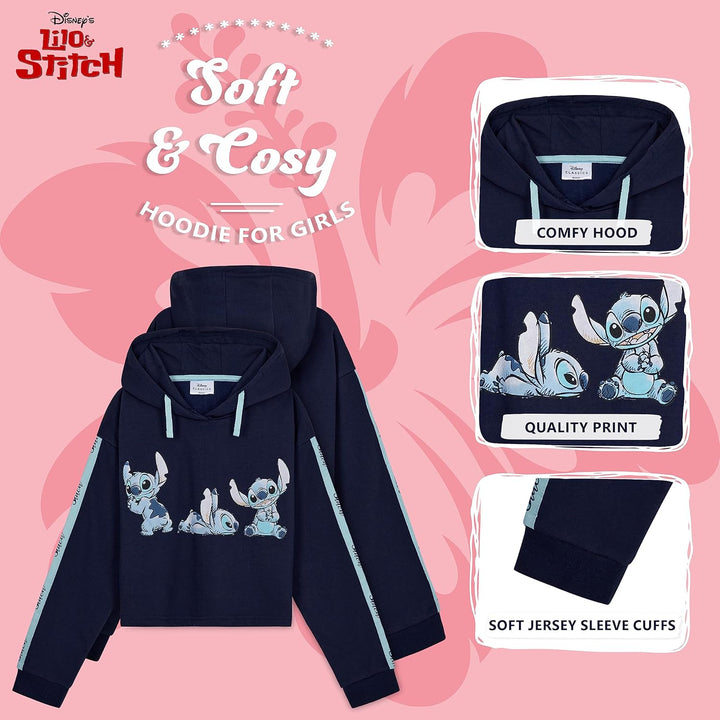 Disney Stitch Kapuzenpullover Mädchen Cropped Hoodie Kinder Teenager 7-14 Jahre - Hoodie Mädchen Ges