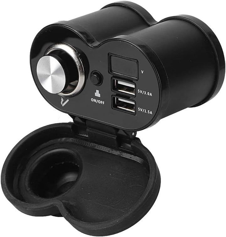 12V Motorrad Zigarettenanzünder, Motorrad USB Ladegerät Dual USB Ladegerät wasserdichte Lenkerhalter