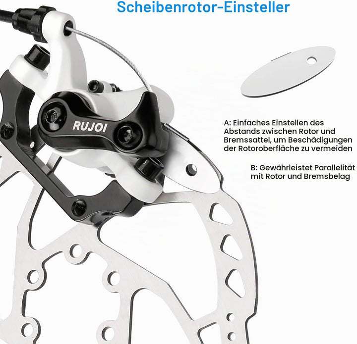 RUJOI Fahrrad-Scheibenbremsen-Kit, Aluminium-Vorder- und Hinterrad-Bremssattel, 160-mm-Rotor, werkze