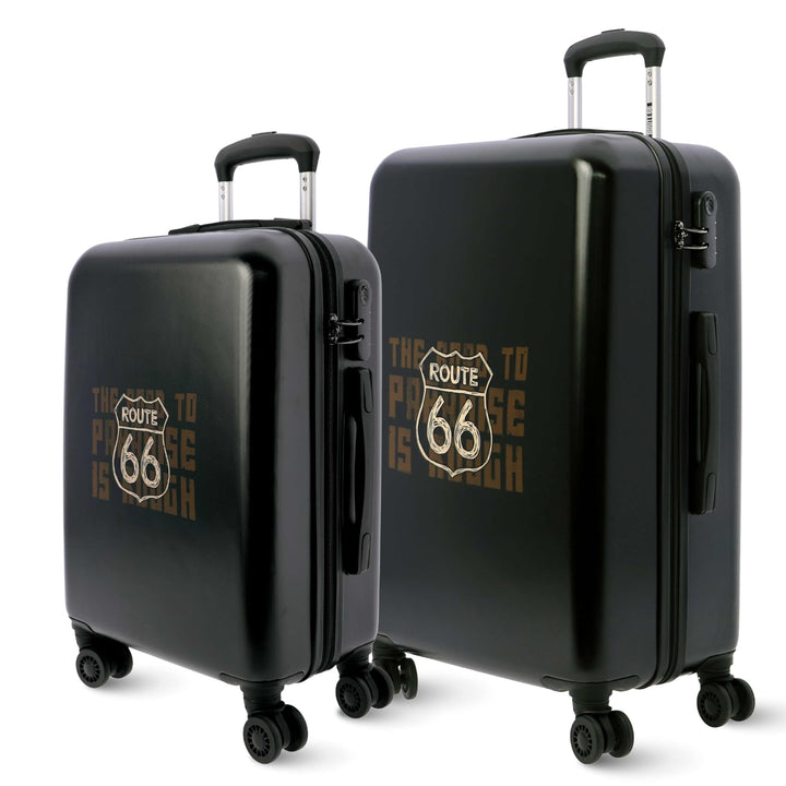 Route 66 Koffer - Handgepäck Koffer 55x40x20 -Reisekoffer mit 4 Rollen 360º leicht- Hartschalenkoffe