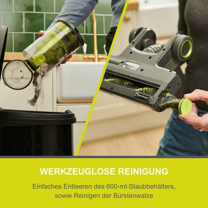 RYOBI 18 V ONE+ Akku-Staubsauger RSVS18-1C20G, 30 AW Saugleistung, Dual-Zyklonen, HEPA-Filter, inkl.