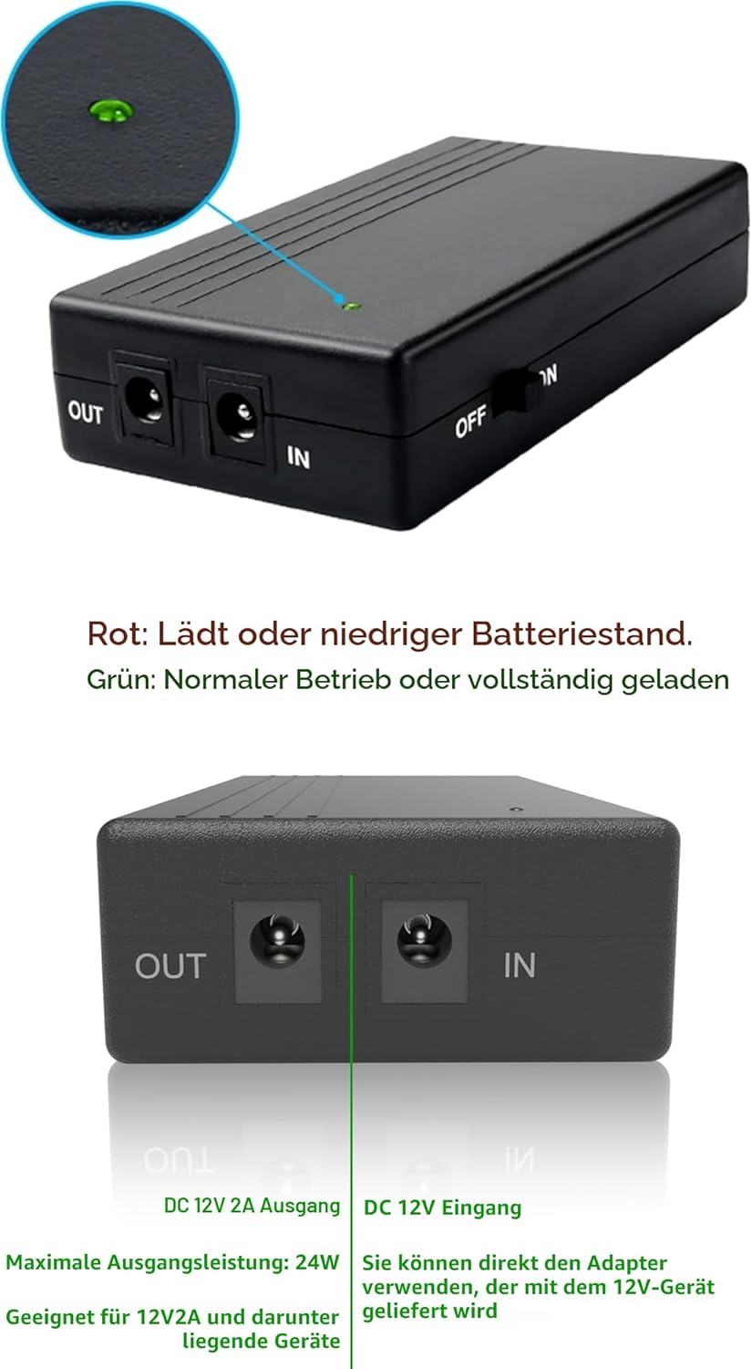Yangers Mini USV Unterbrechungsfreie Stromversorgung, 6000mAh Akku Backup Power Bank Single 12V DC A