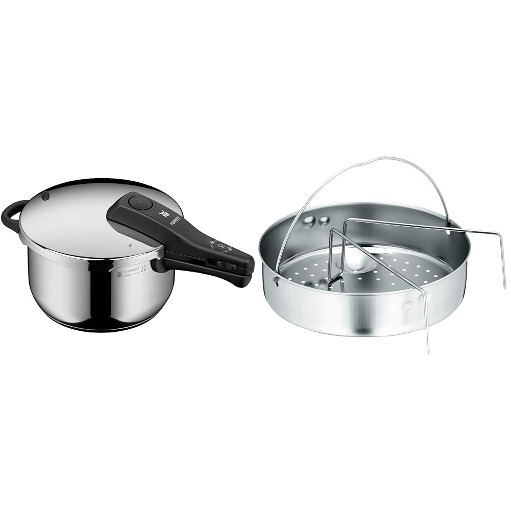 WMF Perfect Schnellkochtopf Induktion 4,5l, Dampfkochtopf & Schnellkochtopf-Zubehör Set 2-teilig, Ei