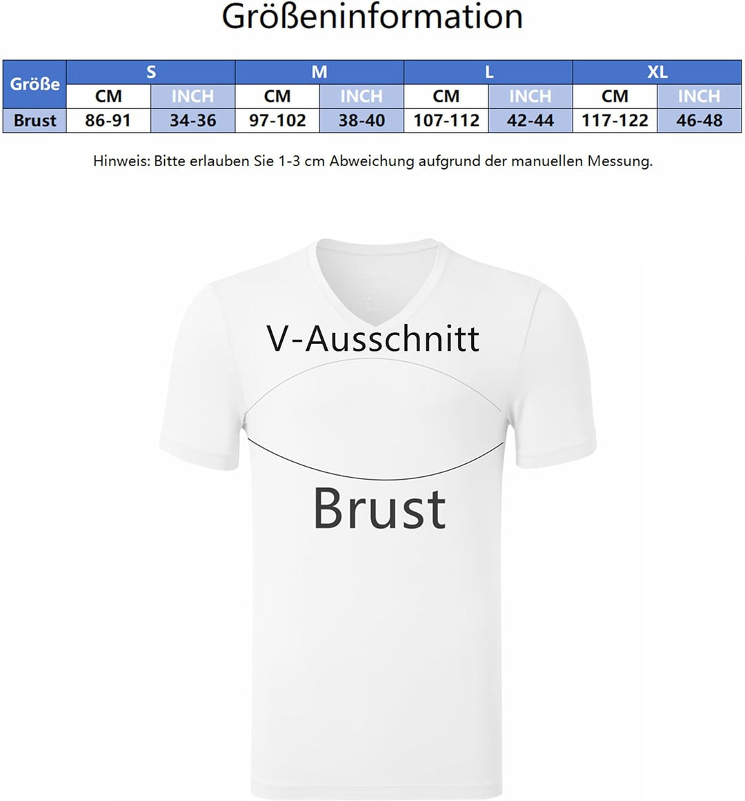 COLORFULLEAF 3/5er Pack Bambus V Ausschnitt T-Shirt Herren Stretch Unterhemd Männer Einfarbig Busine