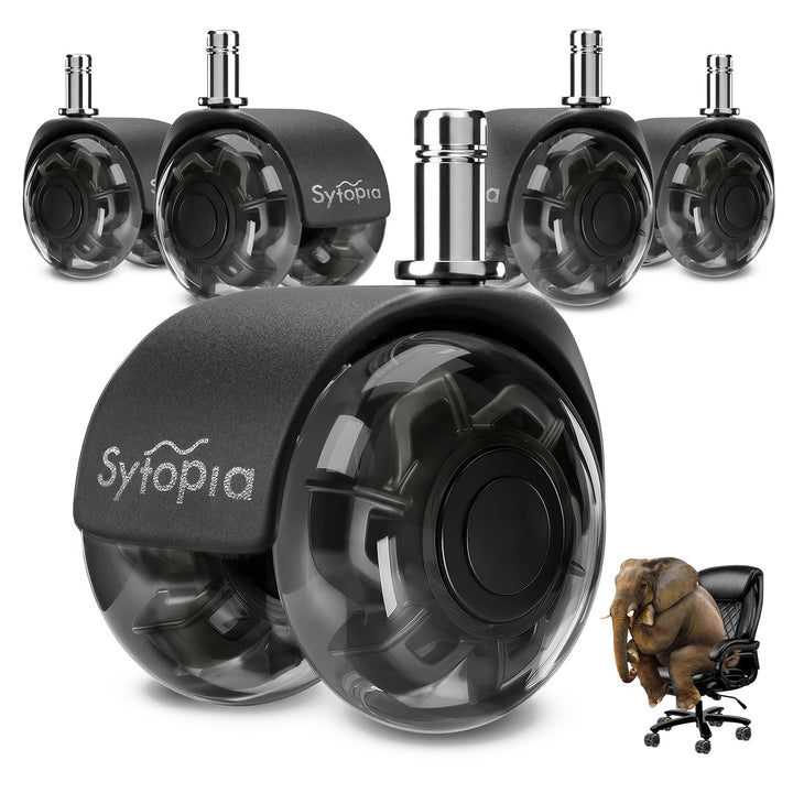 Sytopia Bürostuhl Rollen, 5er Set Rollen für Bürostühle, 11x22mm Hartbodenrollen für Bürostuhl Stuhl