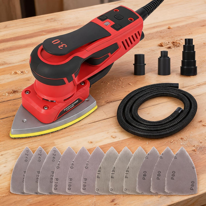 350W Brushless Electric Sander, Detail & Random Orbital Multi-Sander for Wood, 5-Speed Variable 4000