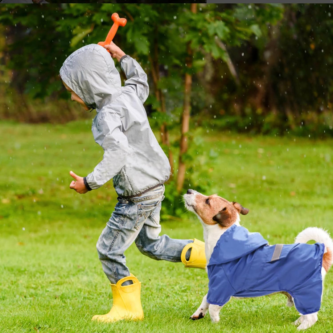 Regenmantel für Hunde Mit Kapuze - Verstellbar, für Unterschiedliche Grössen und Formen (Blau)