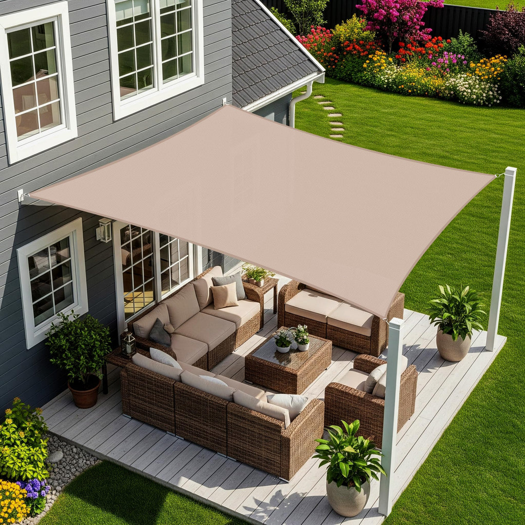 Sunnylaxx 2x4m Sonnensegel Rechteckig, Wasserdicht Sonnenschutz Sunsegel Color Taupe, 95% UV-Schutz,